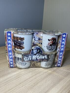 Larry the Cable Guy Git-R-Done 16 oz Ceramic Mug Set of 4 NEW Original Pkg